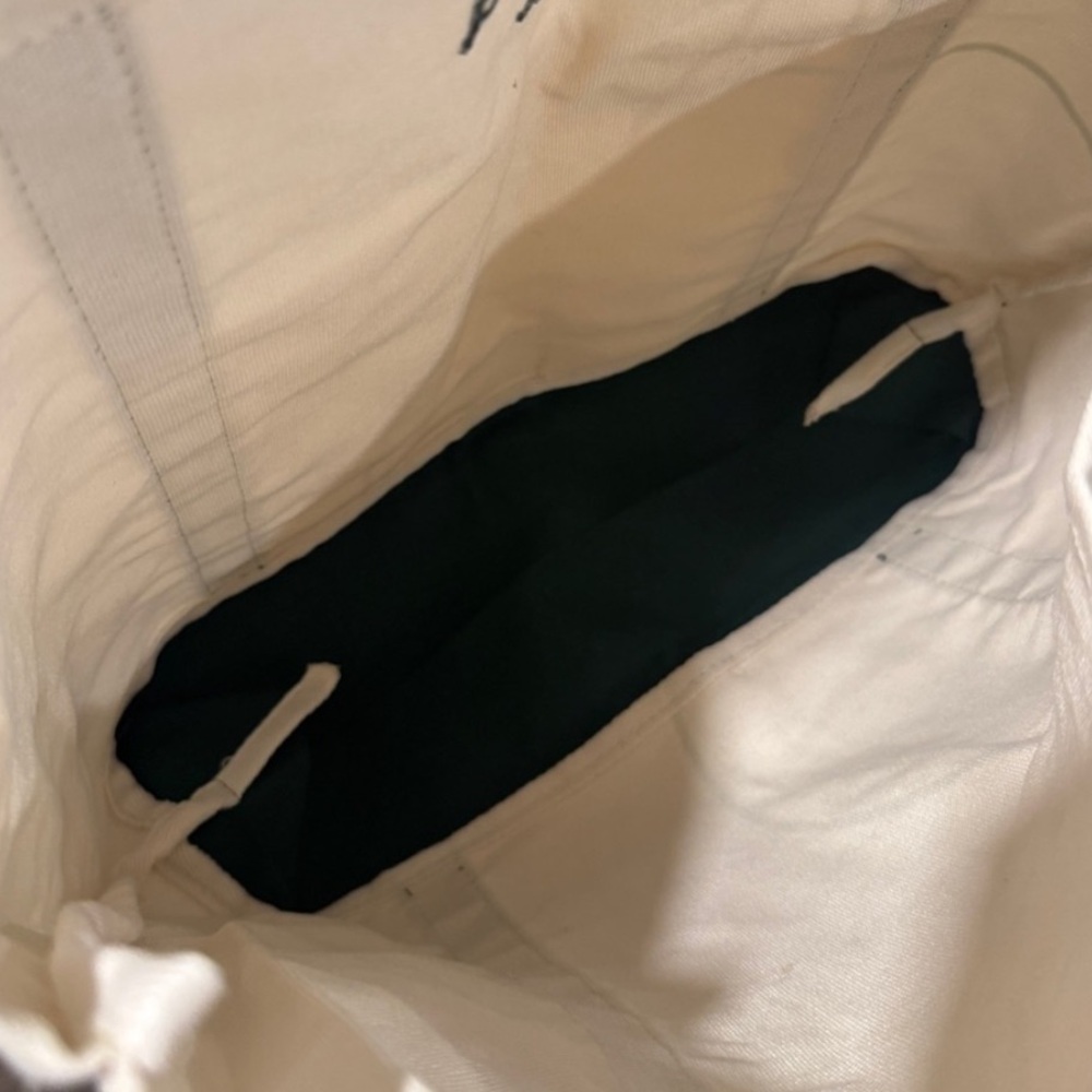 HALARA Cream and Green Canvas Tote Bag - Picture 4 of 5